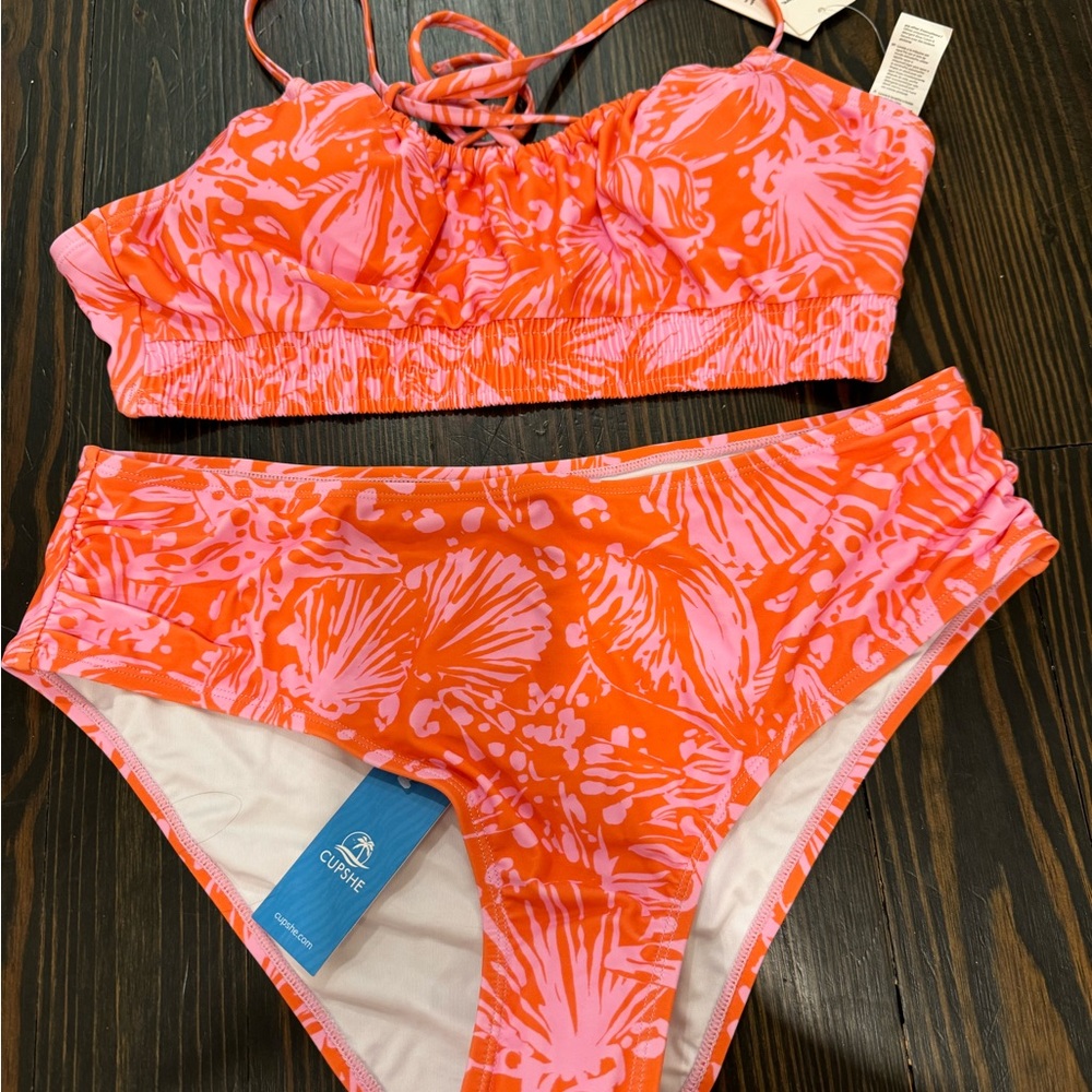 Cupshe Orange and Pink Bikini Set